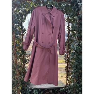Vintage 70s JC Penney Women’s Fitted Trench Dusty Rose Zip Wool Liner Medium